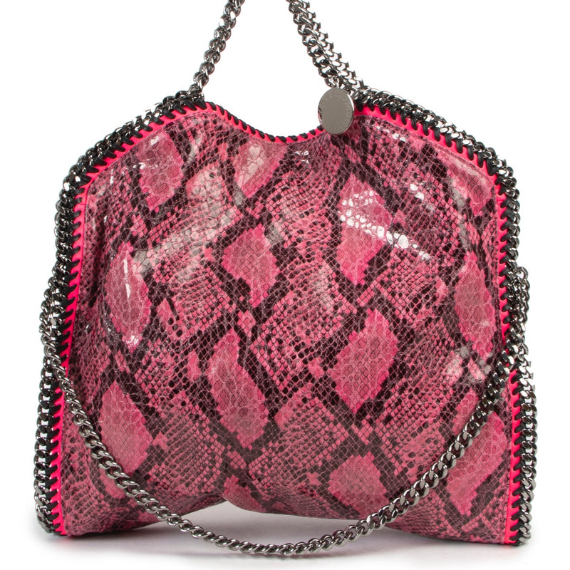 Stella McCartney Pink Faux Python Falabella Small Tote Bag now available at Labellov and ready for a new owner. Buy and sell your designer handbags.