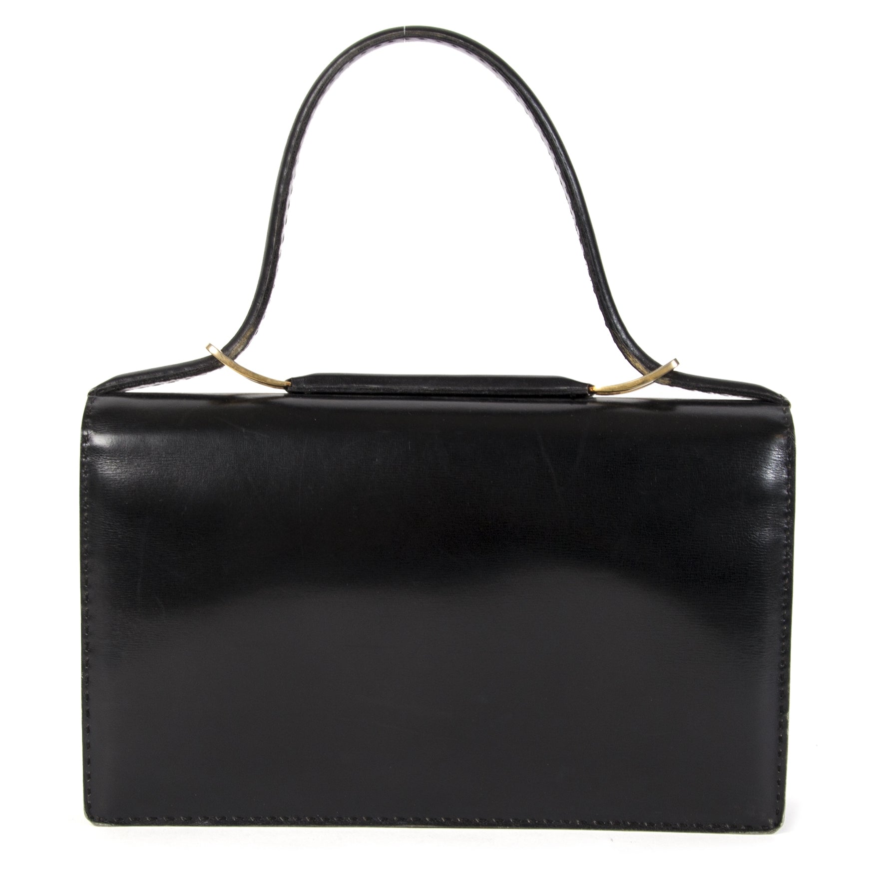 Buy and sell your authentic Delvaux Black Leather Top Handle Bag for the best price