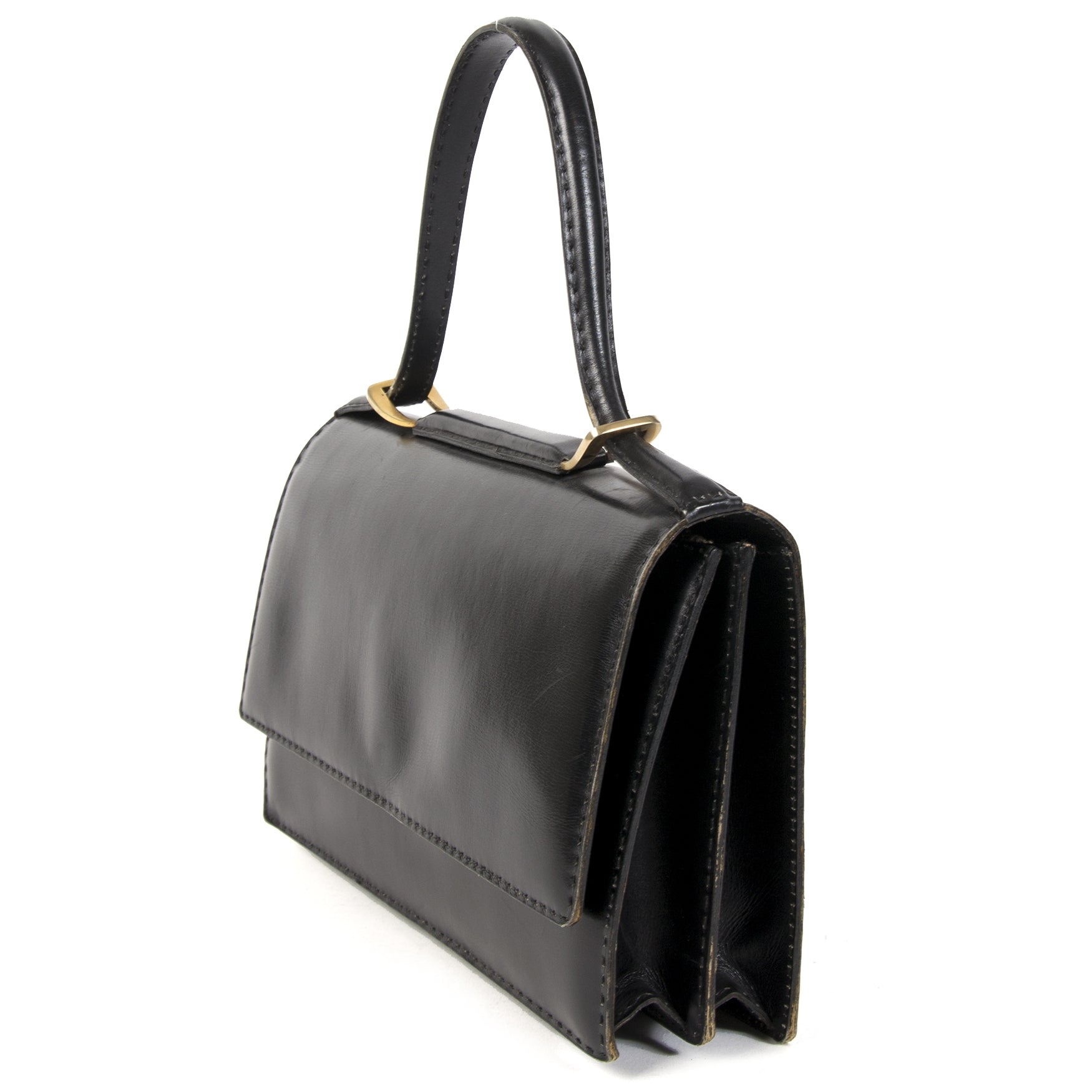 Delvaux Black Leather Top Handle Bag