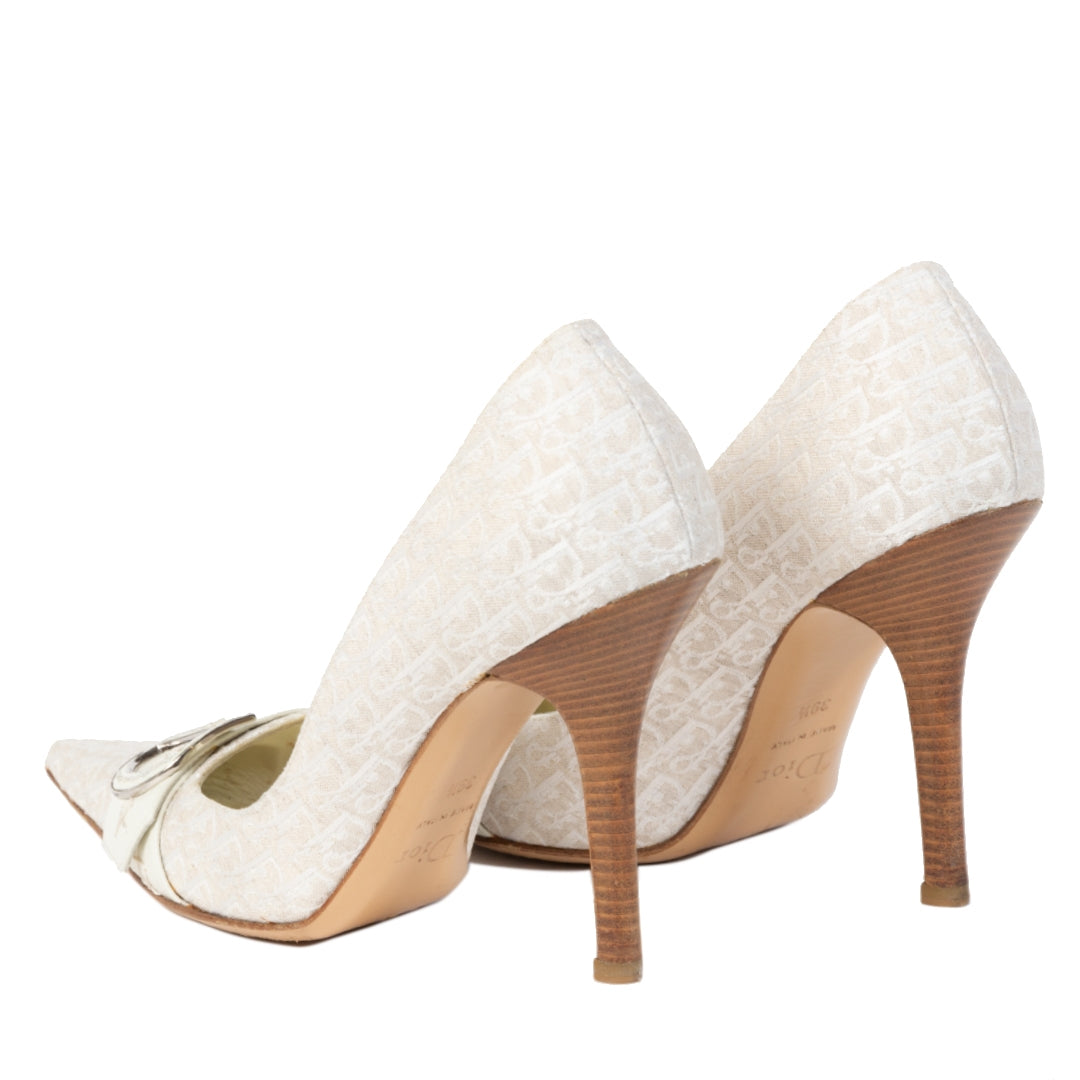 Christian Dior Beige Monogram Canvas Pointed Heels - Size 39,5