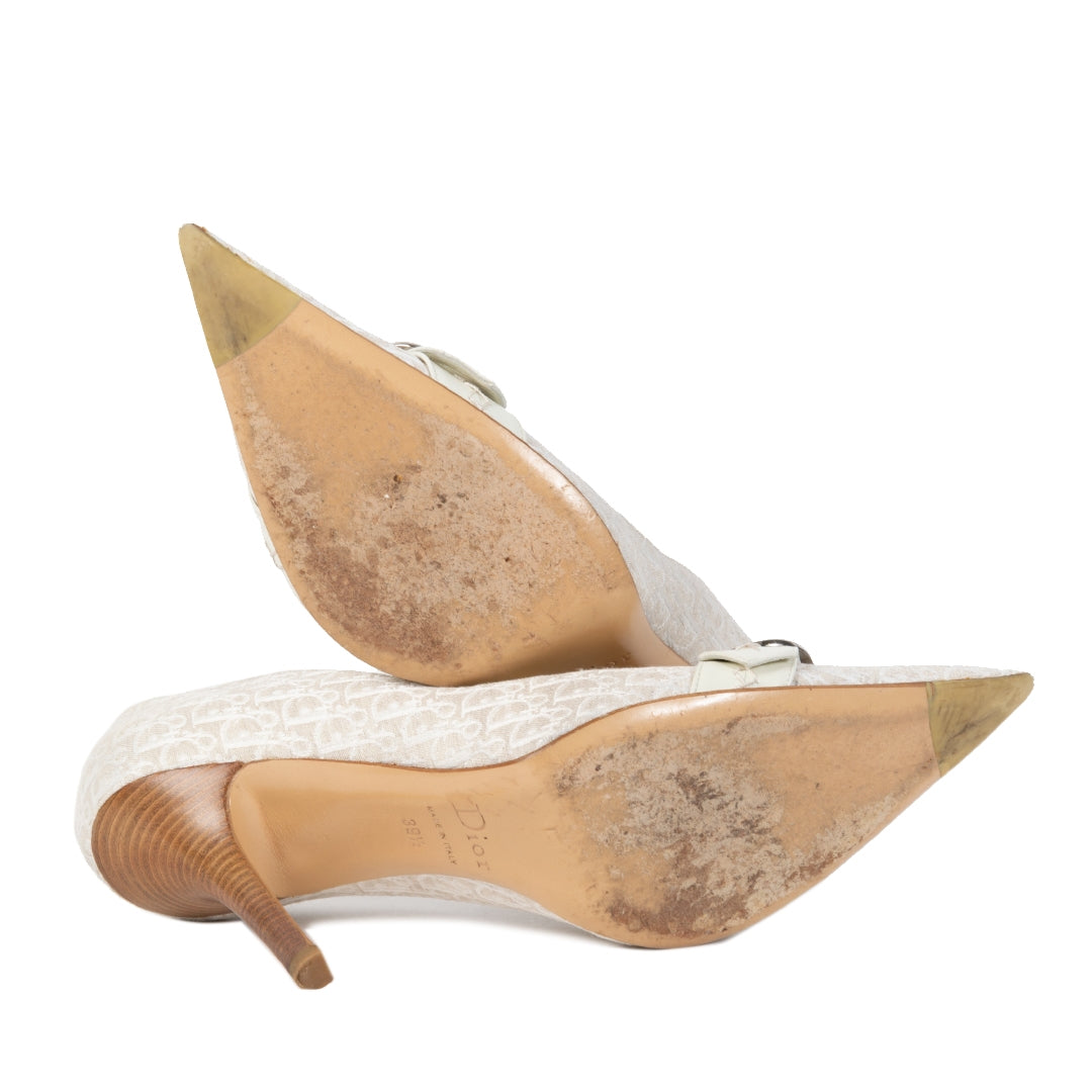 Christian Dior Beige Monogram Canvas Pointed Heels - Size 39,5