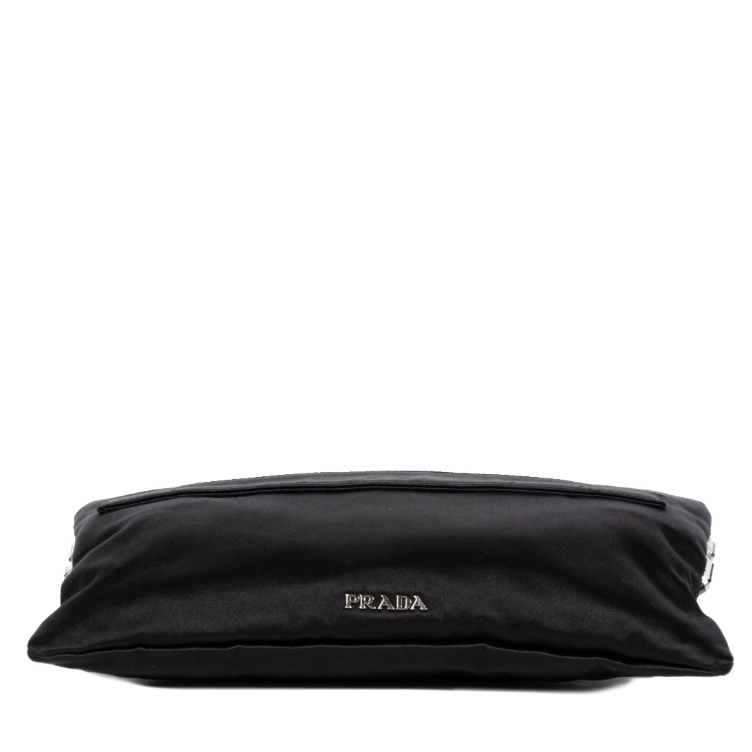 Prada Black Raso Jeweled Satin Clutch veilig online kopen