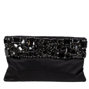 acheter en ligne seocne main Prada Black Raso Jeweled Satin Clutch