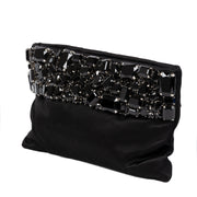 Prada Black Raso Jeweled Satin Clutch