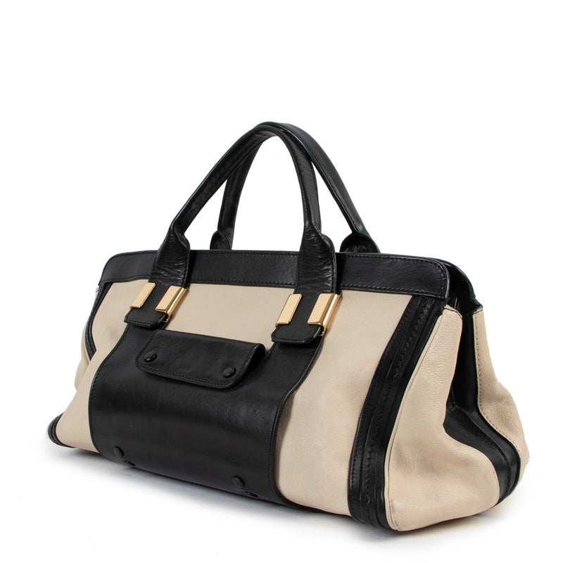 Chloé Beige/Black Alice Top Handle Bag