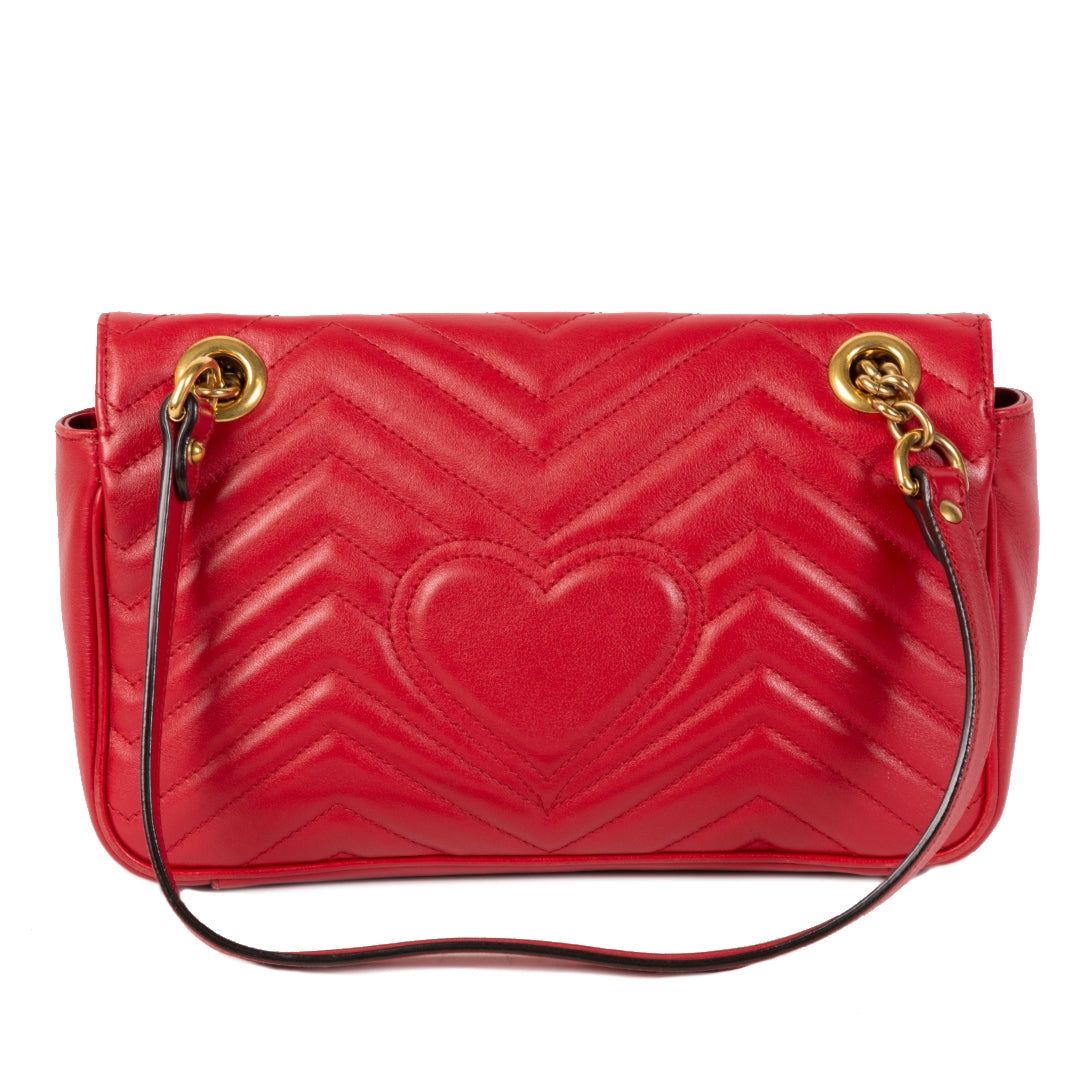 Authentique seconde main vintage Gucci Marmont Red Small Shoulder Bag achète en ligne webshop LabelLOV