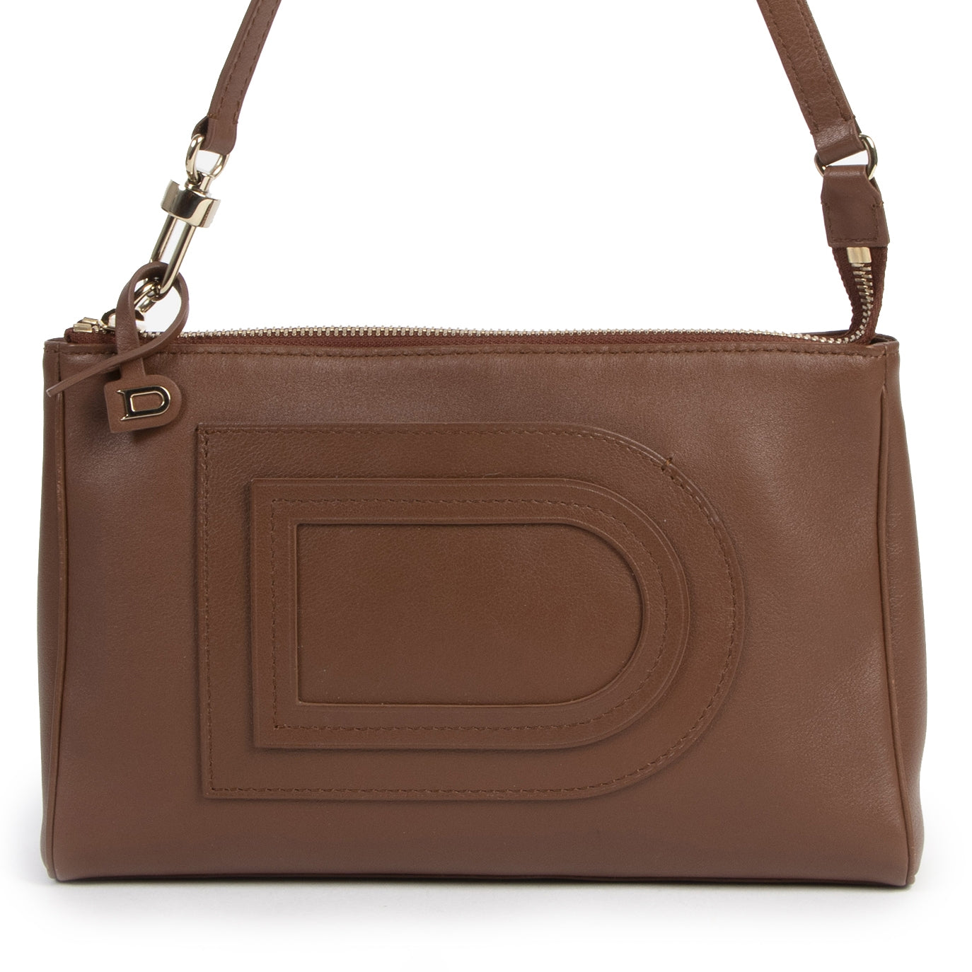 Authentieke Tweedehands Delvaux Cognac D Shoulder Bag juiste prijs veilig online shoppen luxe merken webshop winkelen Antwerpen België mode fashion
