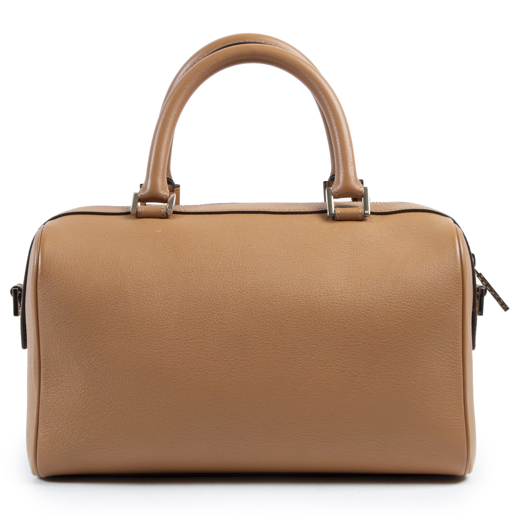 Delvaux Cognac Leather Boston Bag shop safe online secondhand