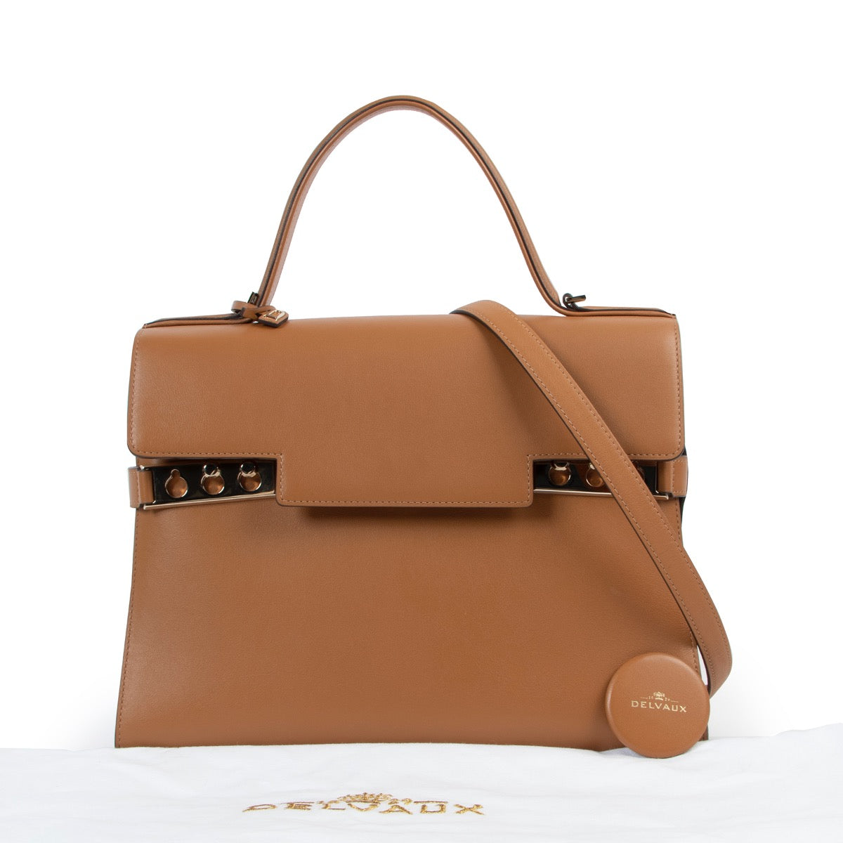 Shop authentic second hand Delvaux Cognac Tempête GM Handbag at Labellov for the best price