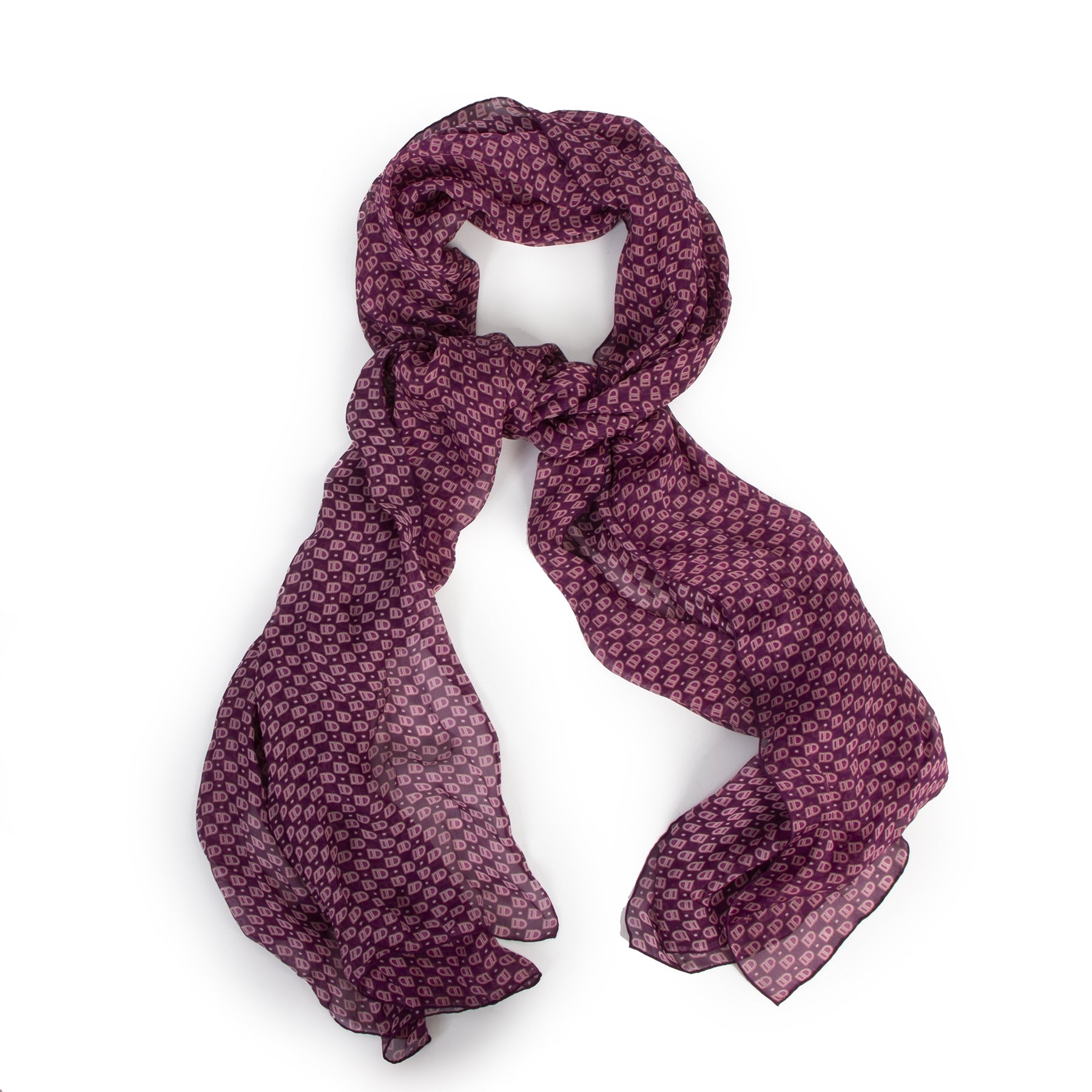 Authentieke Tweedehands Delvaux Purple 'D' Monogram Scarf juiste prijs veilig online shoppen luxe merken webshop winkelen Antwerpen België mode fashion