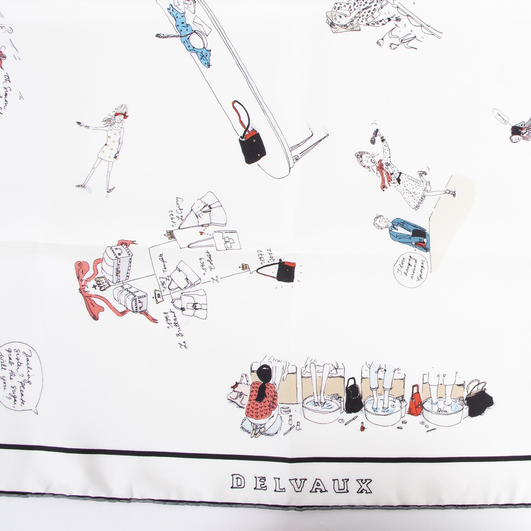 Authentic secondhand Delvaux White Silk Scarf 'Madame' designer accessories scarves fashion luxury vintage webshop safe secure online shopping