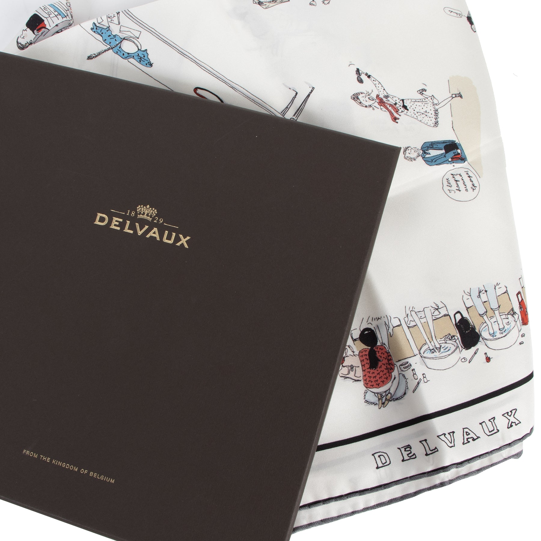 Authentieke Tweedehands Delvaux White Silk Scarf 'Madame' juiste prijs veilig online shoppen luxe merken webshop winkelen Antwerpen België mode fashion