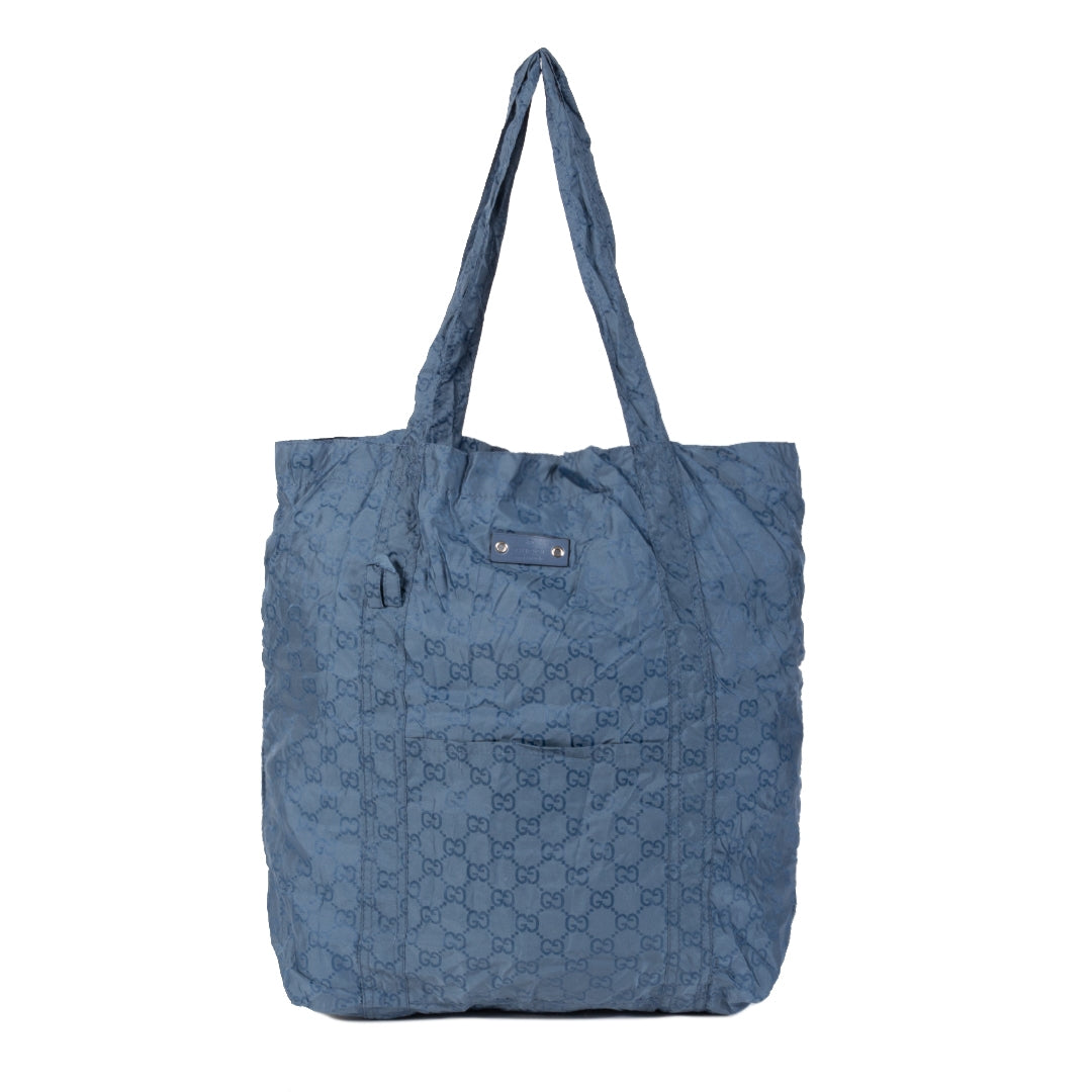 Gucci Blue Teddy Bear Nylon Tote