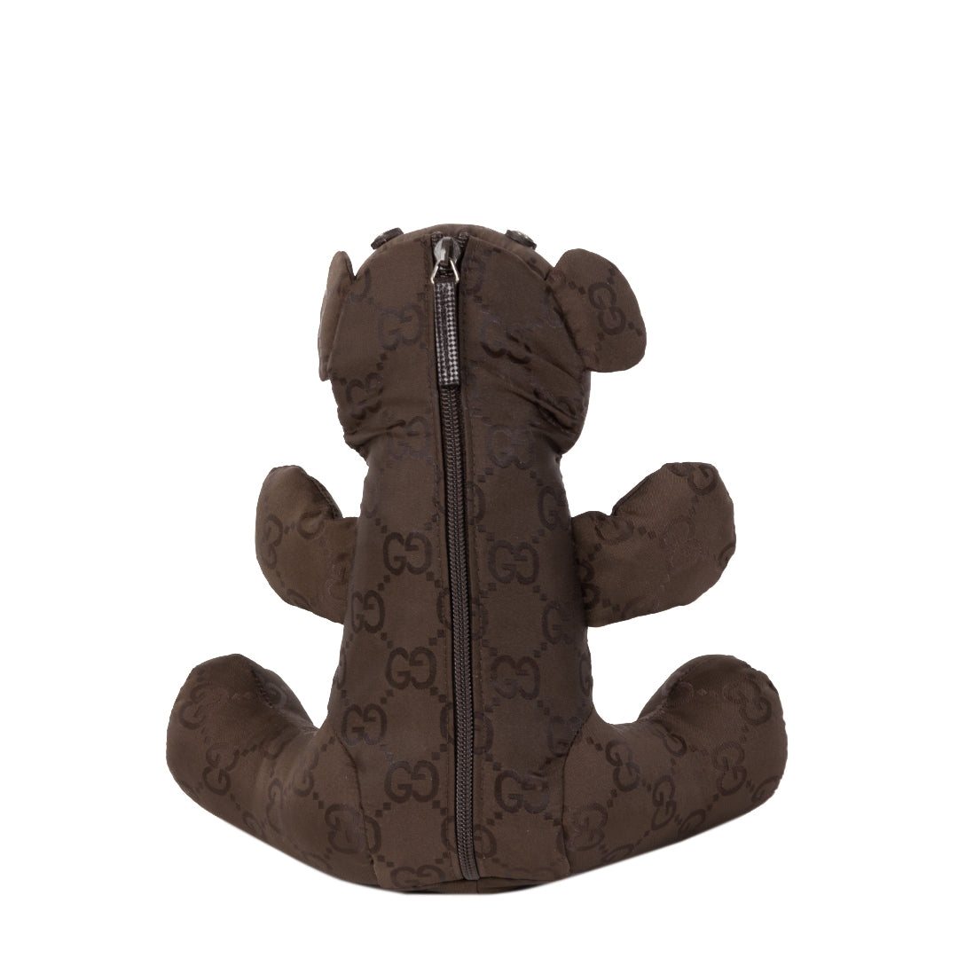 koop veilig online tegne de beste prijs Gucc Dark Brown Teddy Bear Nylon Tote