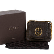 Authentieke tweedehands vintage Gucci Dark Brown 1973 Ostrich Crossbody Bag koop online webshop LabelLOV