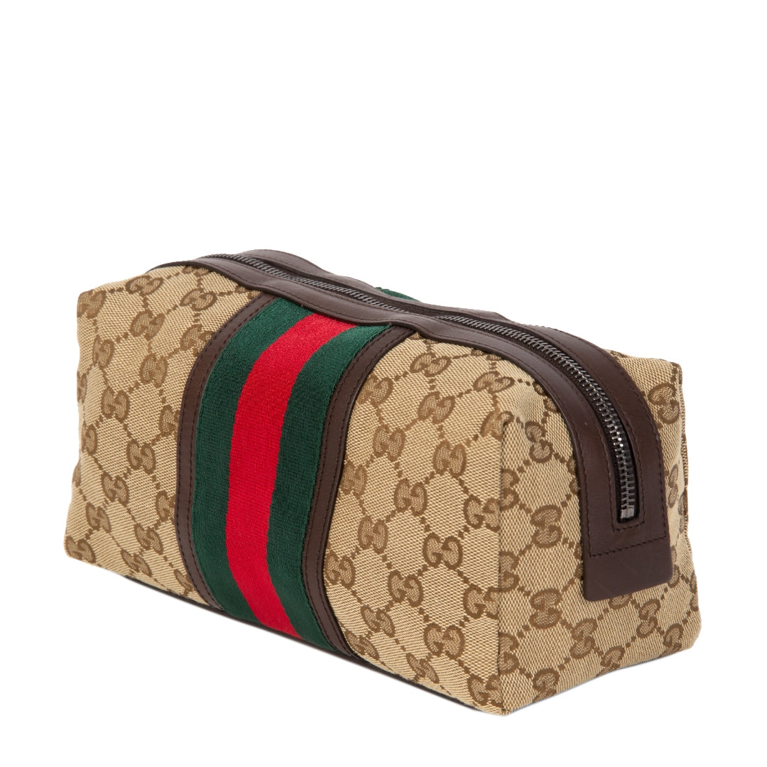 Authentique seconde main vintage Gucci Monogram Large Cosmetic Case achète en ligne webshop LabelLOV