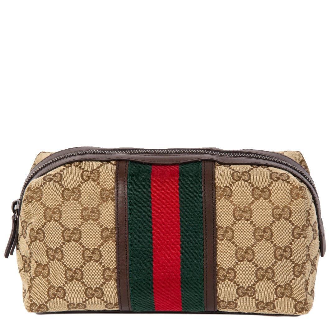 Authentic second-hand vintage Gucci Monogram Large Cosmetic Case buy online webshop LabelLOV