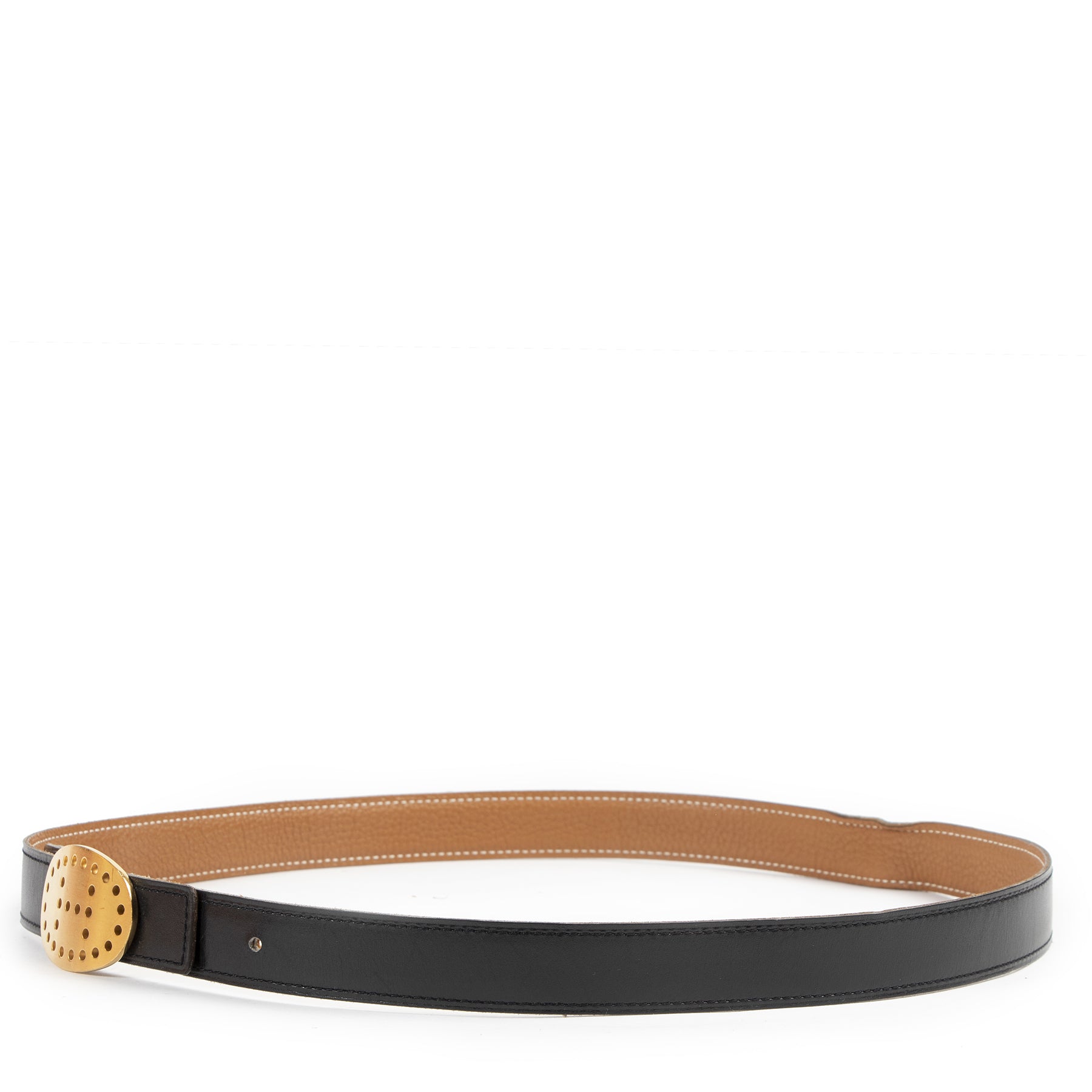 Authentic secondhand Hermès Black Cognac Leather H Buckle Belt - Size 90 fashion luxury vintage webshop safe secure online shopping