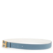 Authentic secondhand Hermès Reversible Blue Jean and White Constance Belt - Size 95