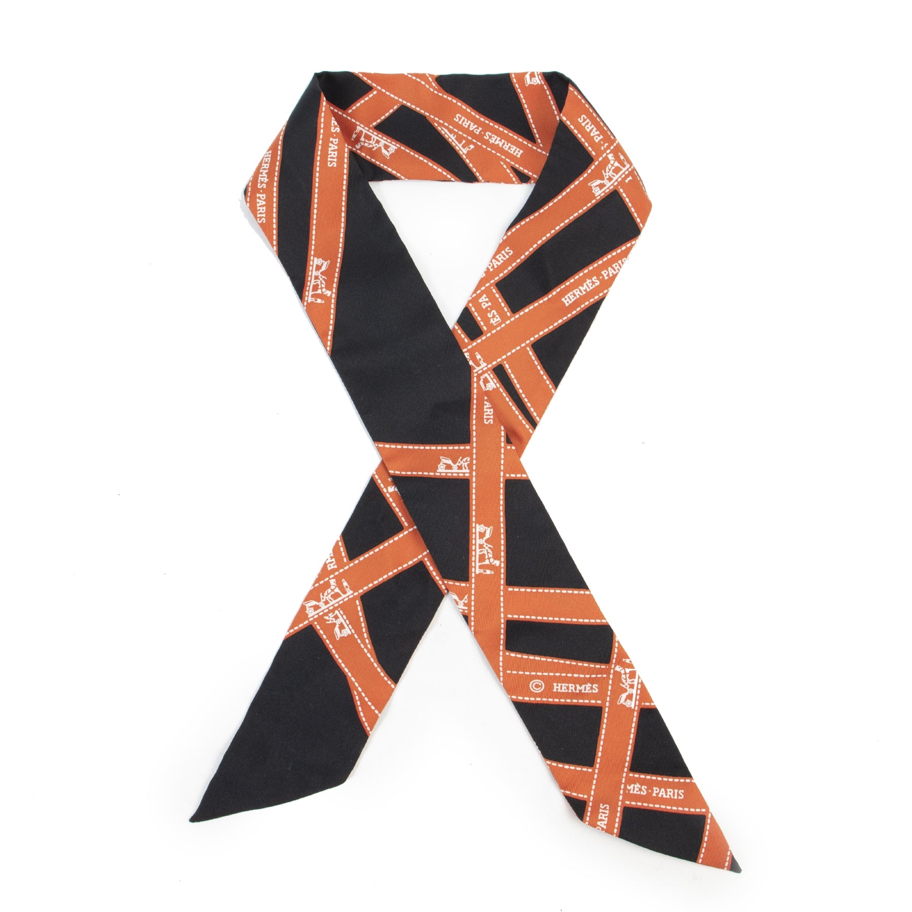 Authentieke Tweedehands Hermès Bolduc Twilly Scarf juiste prijs veilig online shoppen luxe merken webshop winkelen Antwerpen België mode fashion