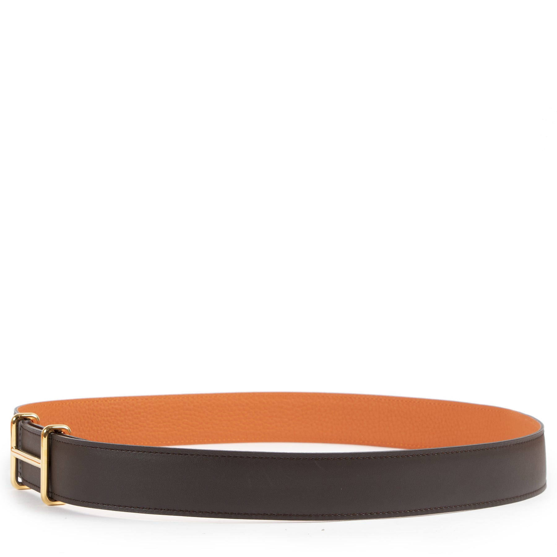 Authentieke Tweedehands Hermès Brown Orange H d'Ancre Reversible Belt - Size 90 juiste prijs veilig online shoppen luxe merken webshop winkelen Antwerpen België mode fashion