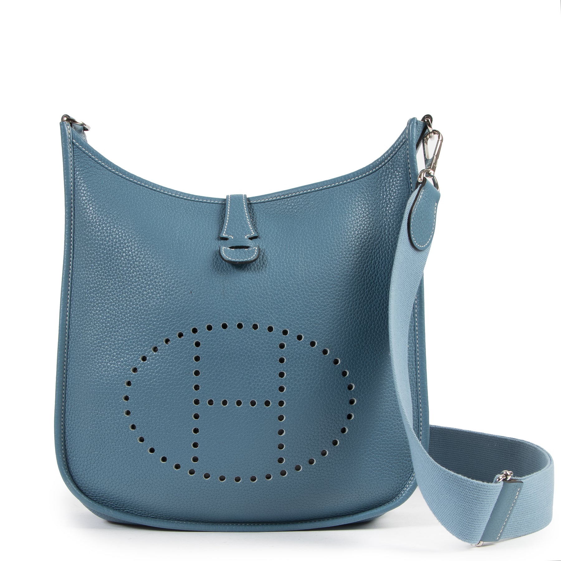 Hermès Evelyne Blue Jean Clemence PM aan de beste prijs bij Labellov tweedehands