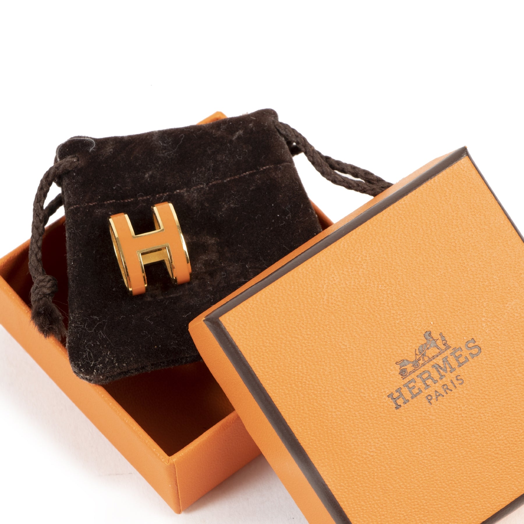 Buy and sell 100% authentic Hermes Orange Gold Pop H Pendant