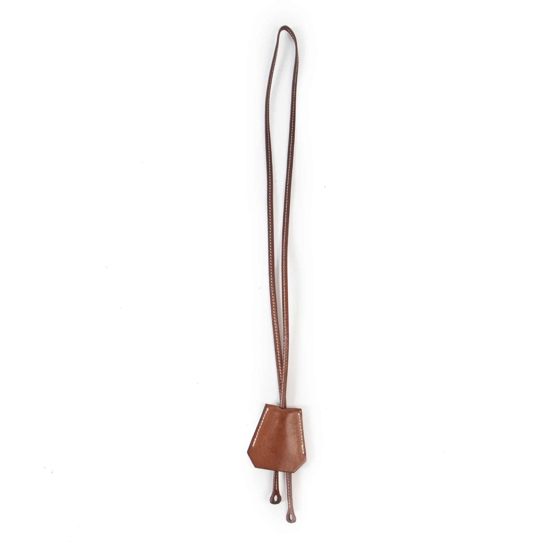 Authentieke Tweedehands Hermès Cognac Long Clochette Necklace juiste prijs veilig online shoppen luxe merken webshop winkelen Antwerpen België mode fashion
