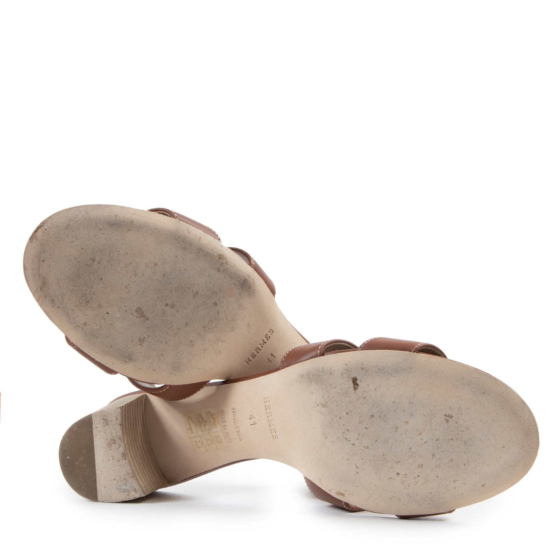 Authentic secondhand Hermes Gold Oasis Sandals - size 41 designer sandals shoes fashion luxury vintage webshop safe secure online shopping
