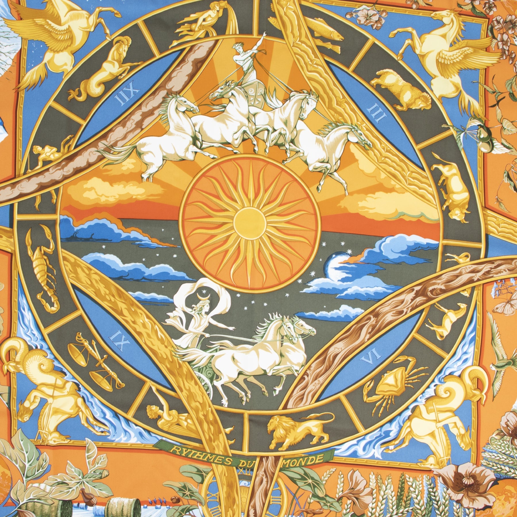 Authentieke Tweedehands Hermes Rythmes Du Monde Silk Scarf juiste prijs veilig online shoppen luxe merken webshop winkelen Antwerpen België mode fashion