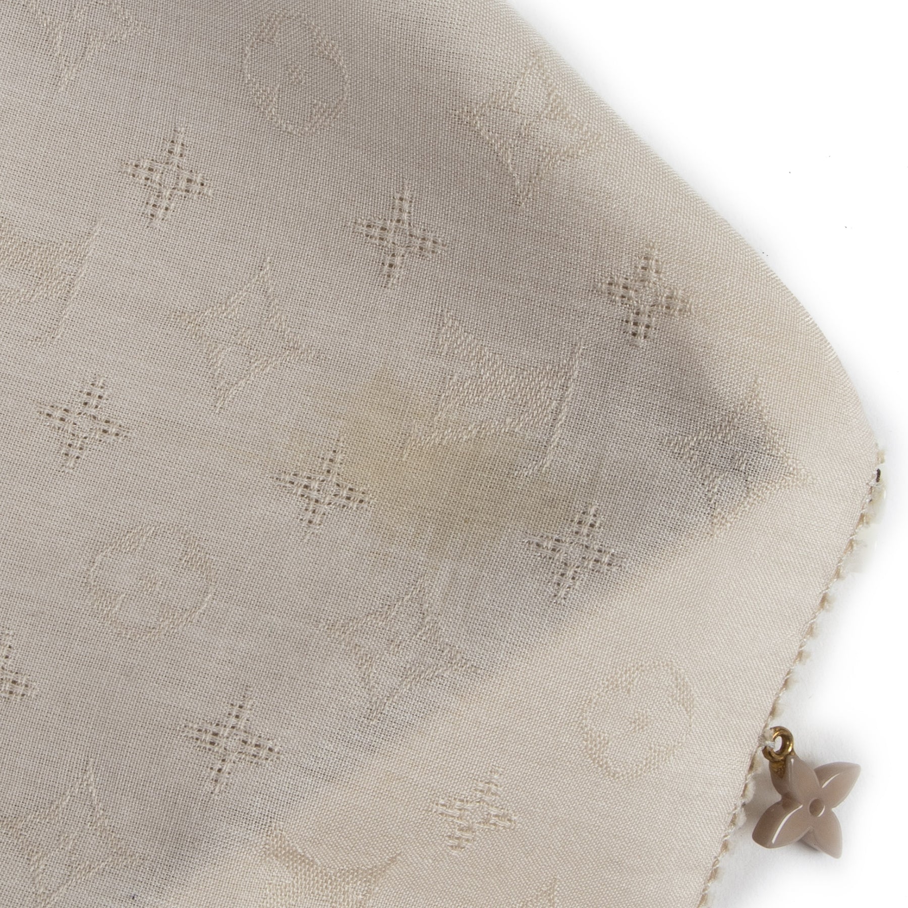 Authentieke Tweedehands Louis Vuitton Beige Cotton Monogram Scarf juiste prijs veilig online shoppen luxe merken webshop winkelen Antwerpen België mode fashion