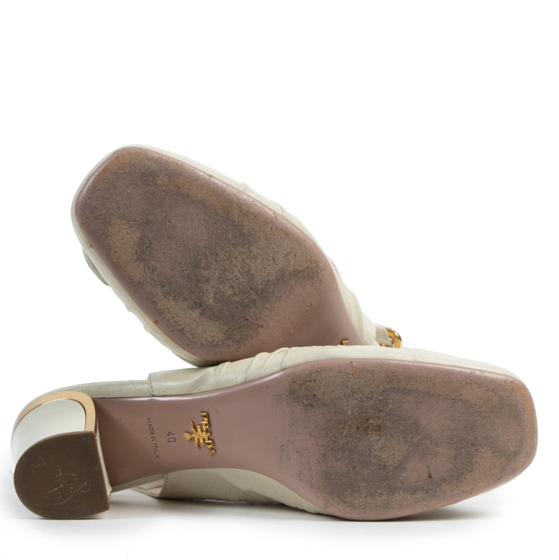Authentique seconde-main vintage Prada Cream Slingback Heels - Size 40 achète en ligne webshop LabelLOV