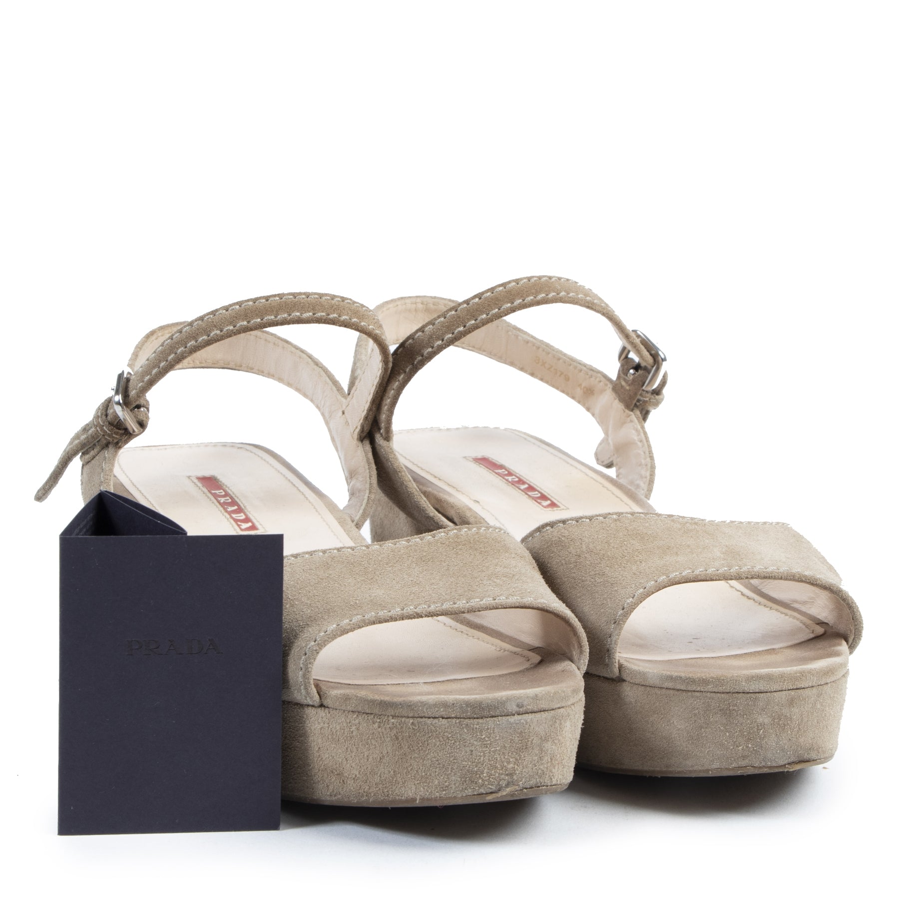 Authentieke tweedehands vintage Prada Suede Espadrille Wedges Sandals - Size 40,5 koop online webshop LabelLOV