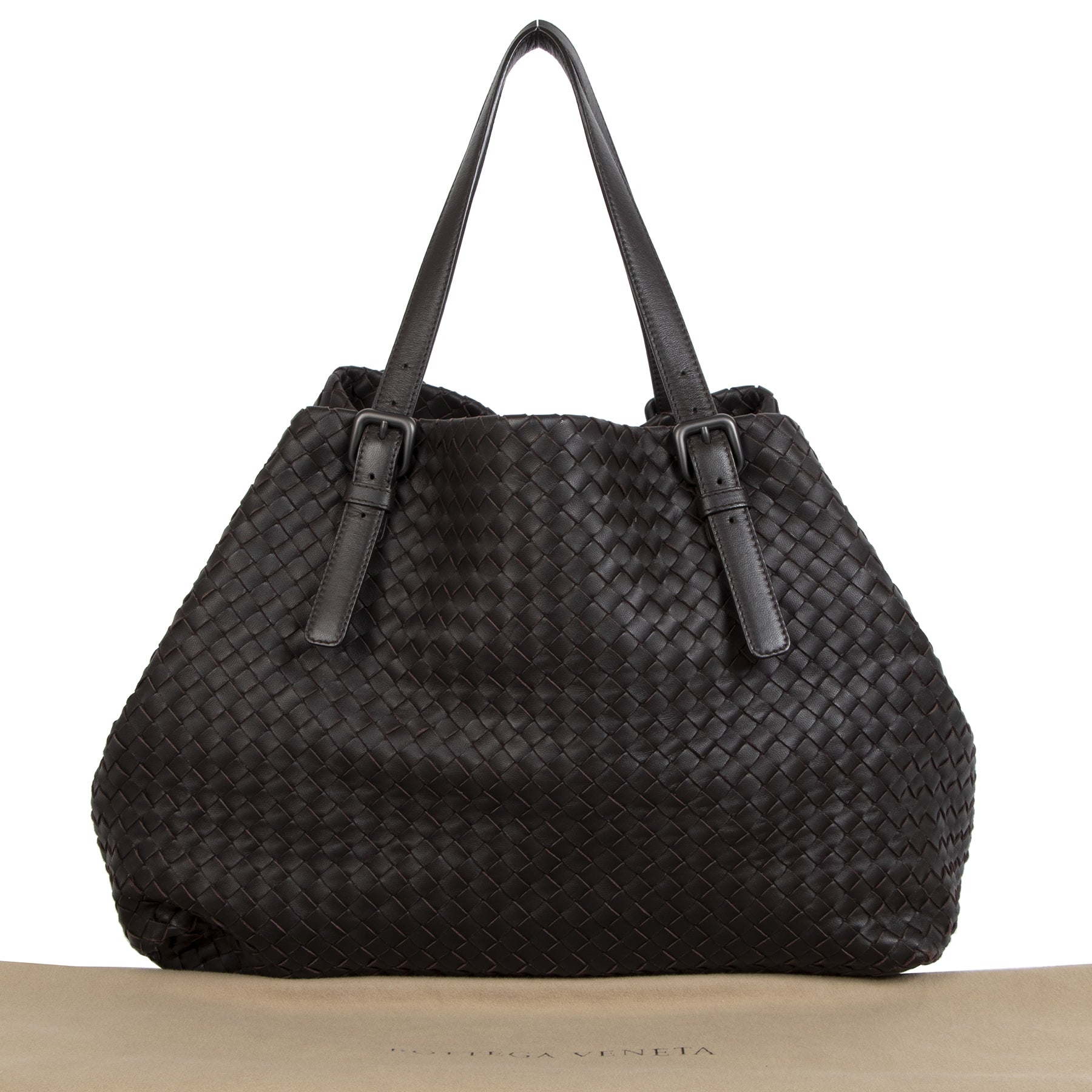 Authentic secondhand Bottega Veneta Dark Brown Leather Tote Bag designer bags designer accessories vintage webshop safe secure online shopping worldwide shipping