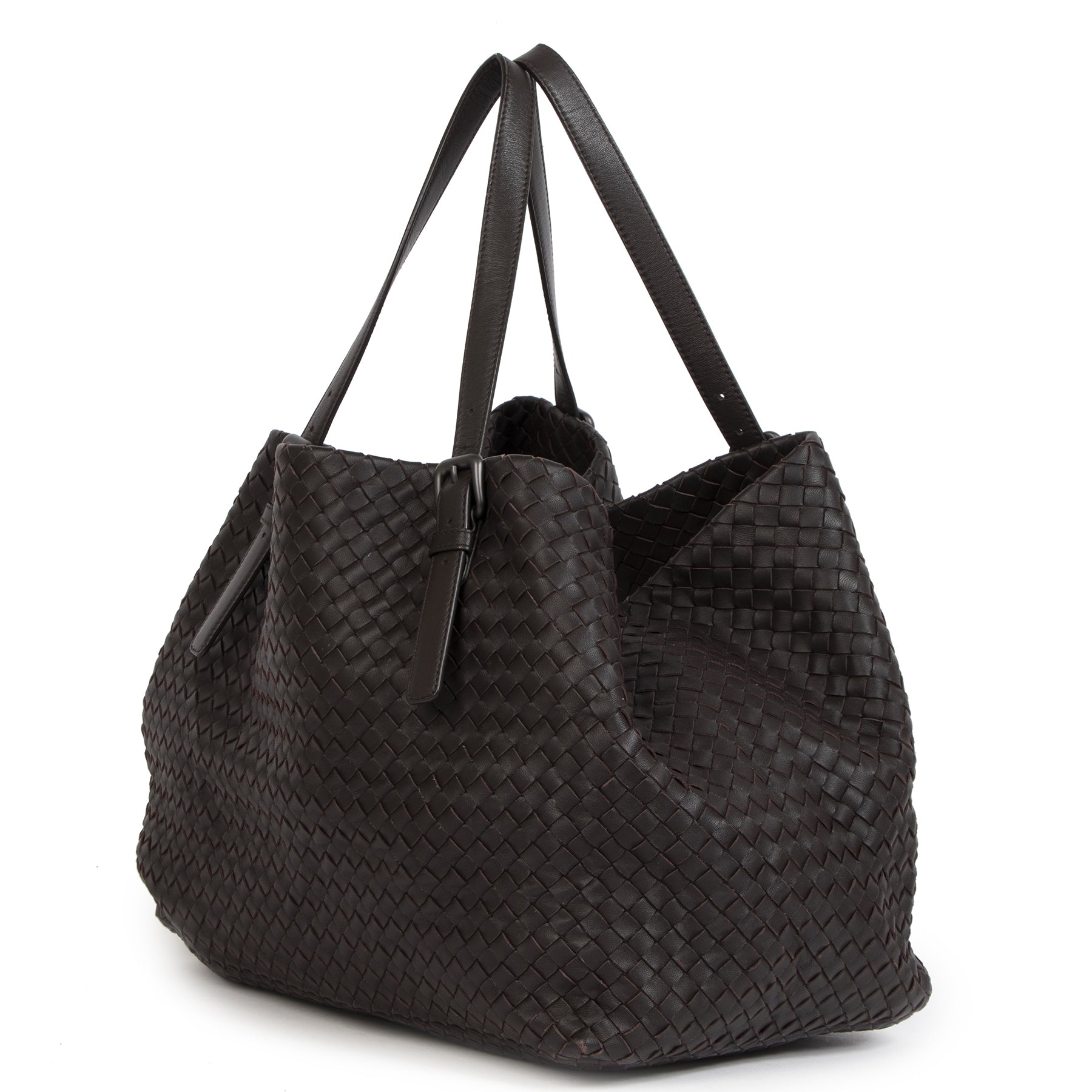 Authentic secondhand Bottega Veneta Dark Brown Leather Tote Bag designer bags designer accessories vintage webshop safe secure online shopping worldwide shipping