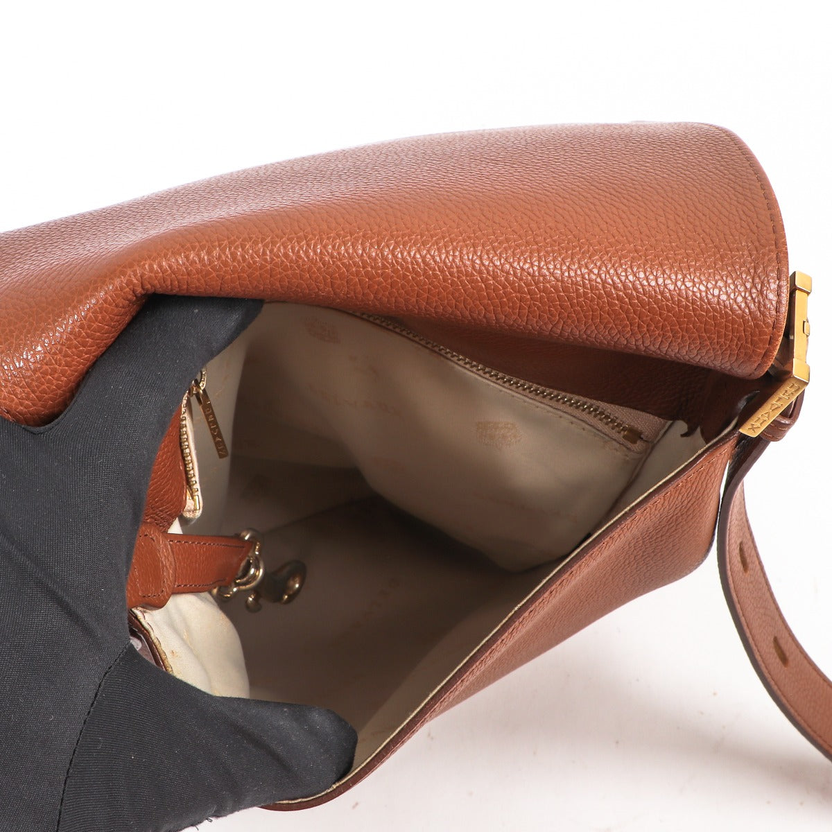 Sac bandoulière en cuir Delvaux Cognac Le Louise Baudrier