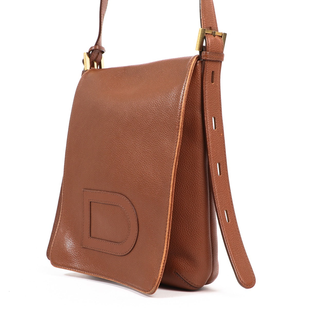 Delvaux Cognac Le Louise Baudrier Leather Crossbody Bag