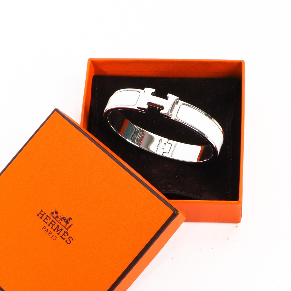 Bracelet Clic H Hermès blanc
