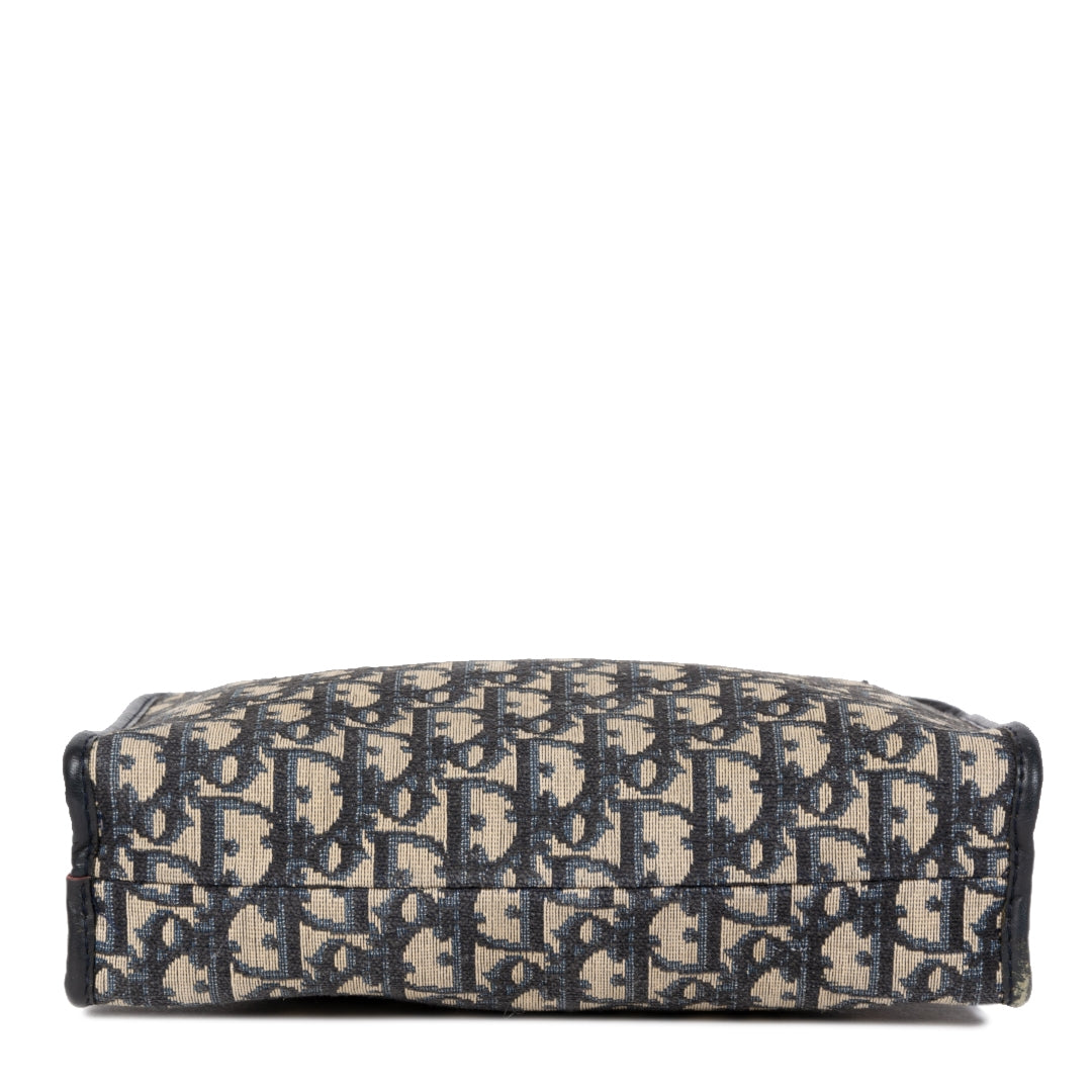 Authentieke Tweedehands Dior Blue Monogram Cosmetic Pouch juiste prijs veilig online shoppen luxe merken webshop winkelen Antwerpen België mode fashion