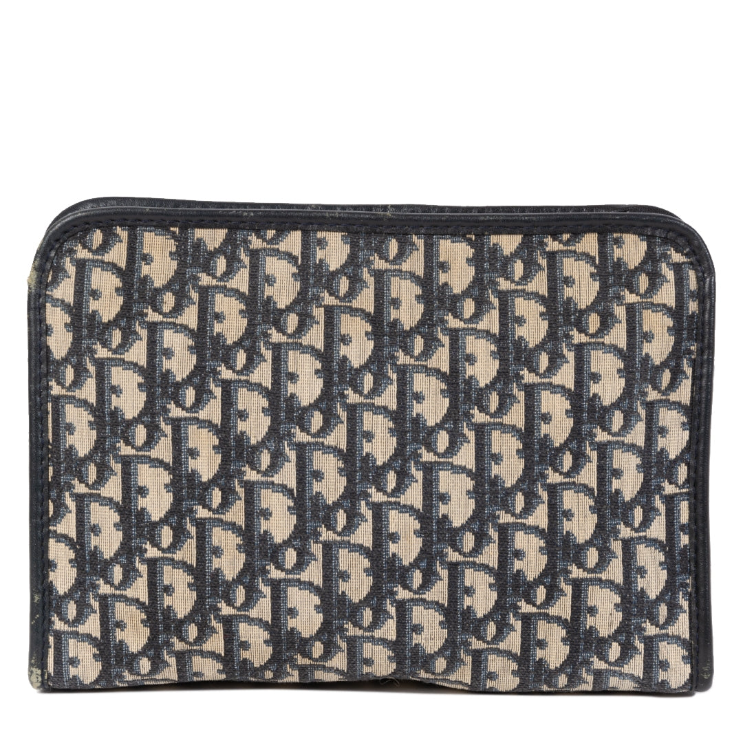 Authentieke Tweedehands Dior Blue Monogram Cosmetic Pouch juiste prijs veilig online shoppen luxe merken webshop winkelen Antwerpen België mode fashion