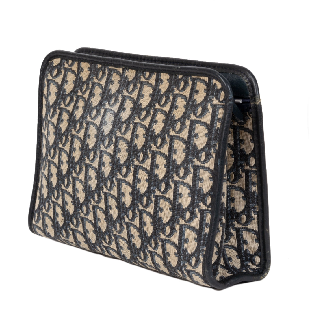 Authentieke Tweedehands Dior Blue Monogram Cosmetic Pouch juiste prijs veilig online shoppen luxe merken webshop winkelen Antwerpen België mode fashion