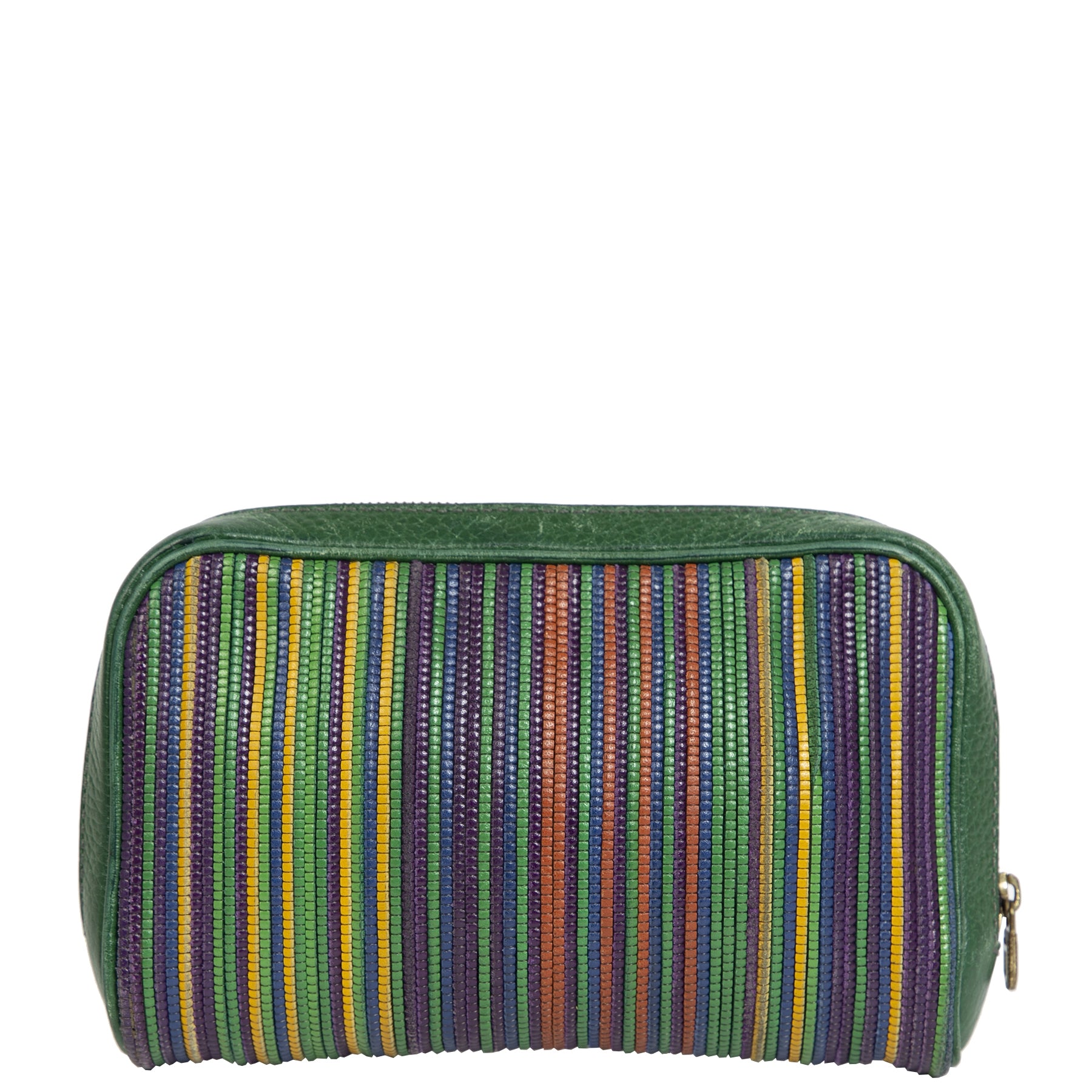 Authentieke Tweedehands Delvaux Green Multicolor Pochette juiste prijs veilig online shoppen luxe merken webshop winkelen Antwerpen België mode fashion