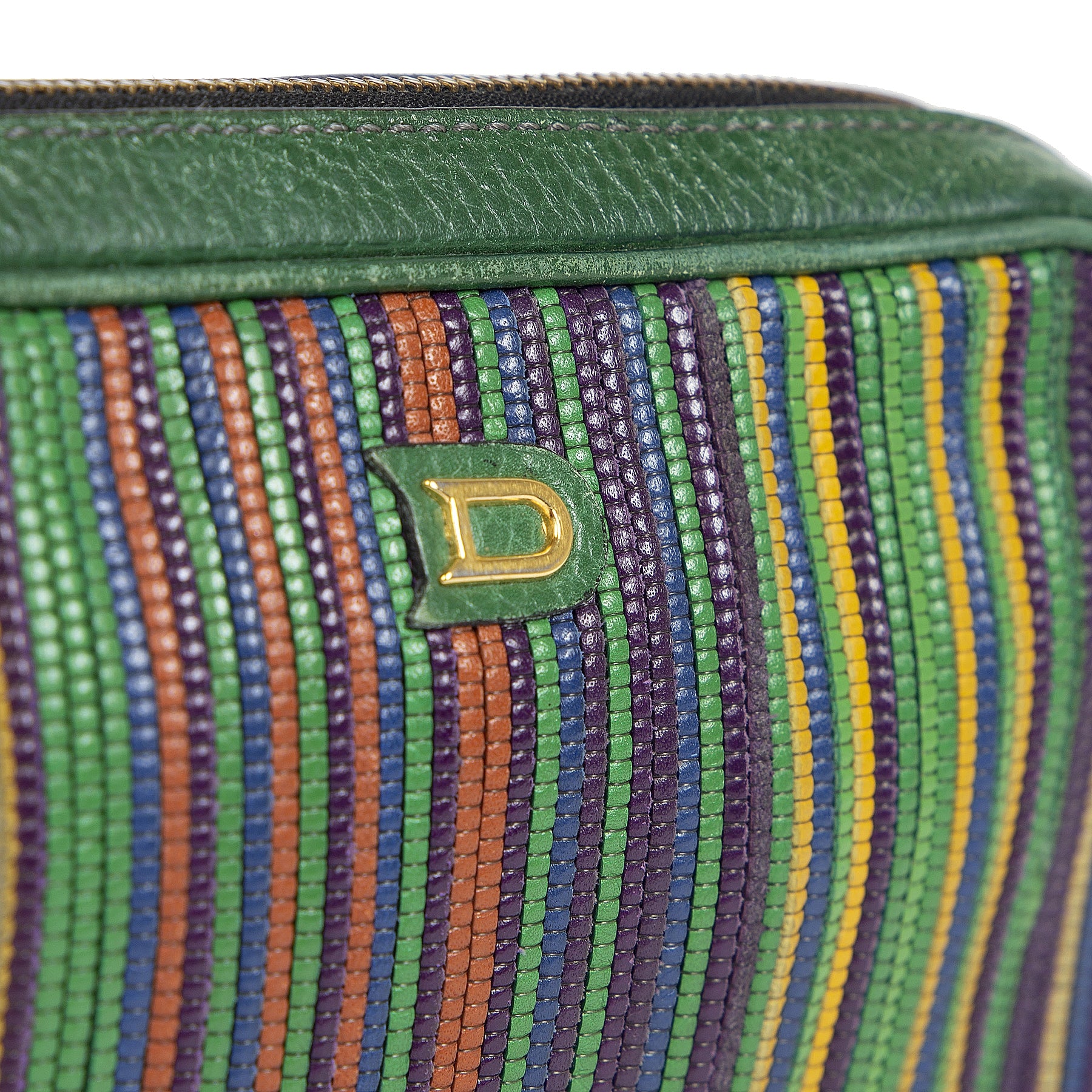 Authentieke Tweedehands Delvaux Green Multicolor Pochette juiste prijs veilig online shoppen luxe merken webshop winkelen Antwerpen België mode fashion