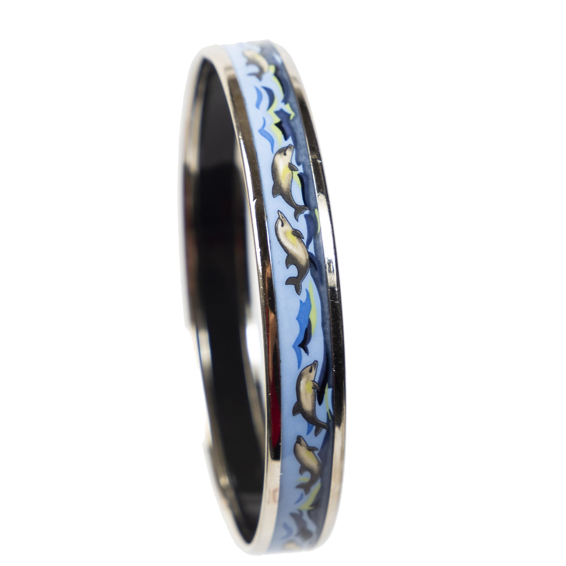 Authentieke Tweedehands Hermès Silver Dolphin Print Bangle Bracelet juiste prijs veilig online shoppen luxe merken webshop winkelen Antwerpen België mode fashion
