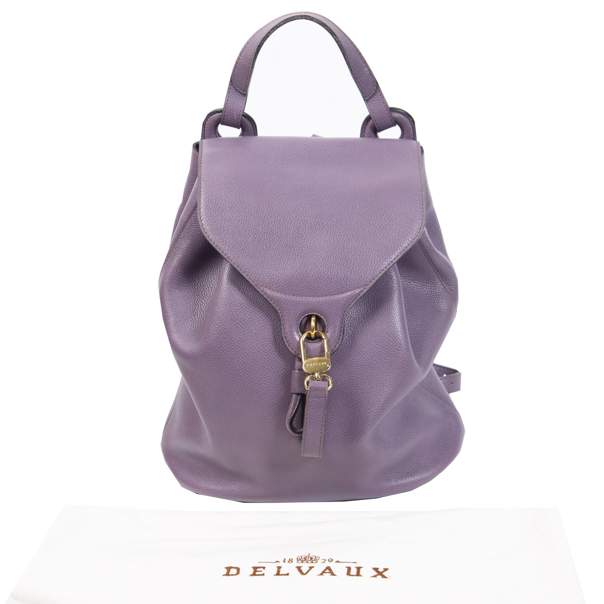Authentieke Tweedehands Delvaux Lila Leather Soleil GM Backpack juiste prijs veilig online shoppen luxe merken webshop winkelen Antwerpen België mode fashion
