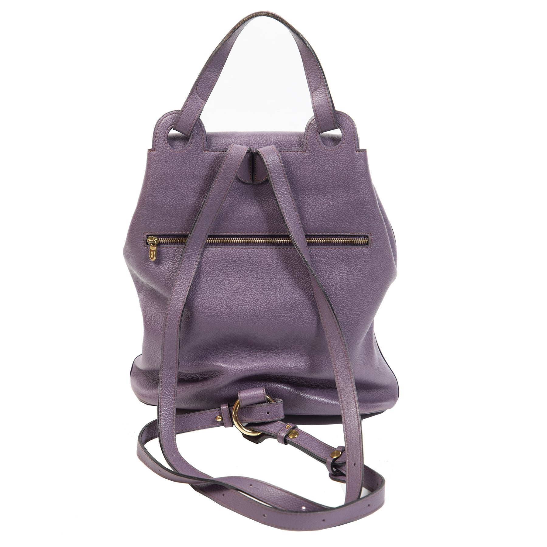 Authentieke Tweedehands Delvaux Lila Leather Soleil GM Backpack juiste prijs veilig online shoppen luxe merken webshop winkelen Antwerpen België mode fashion