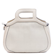 Authentieke Tweedehands Delvaux Cream Toile de Cuir D Top Handle Bag + Strap juiste prijs veilig online shoppen luxe merken webshop winkelen Antwerpen België mode fashion