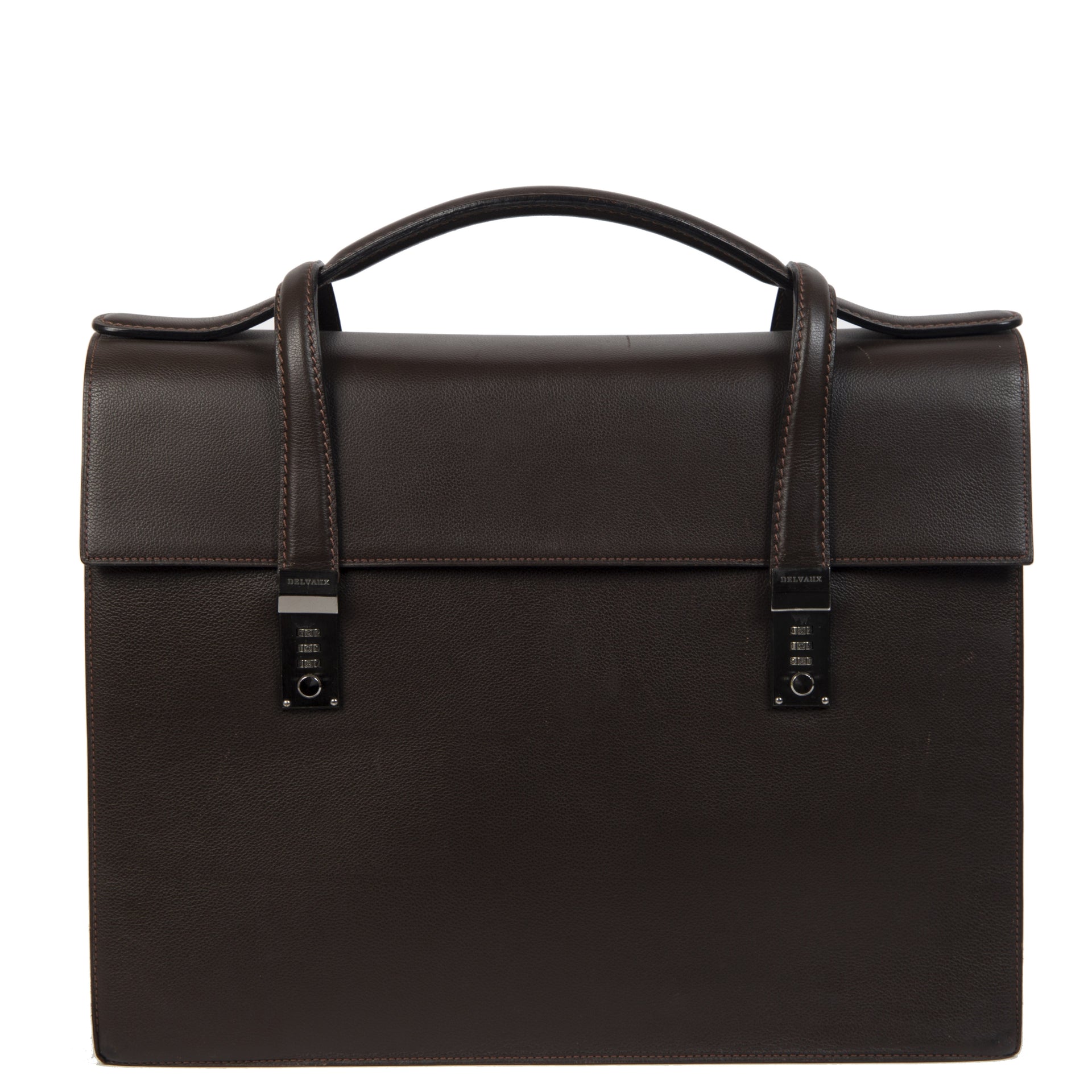 Authentieke Tweedehands Delvaux Dark Brown Briefcase juiste prijs veilig online shoppen luxe merken webshop winkelen Antwerpen België mode fashion