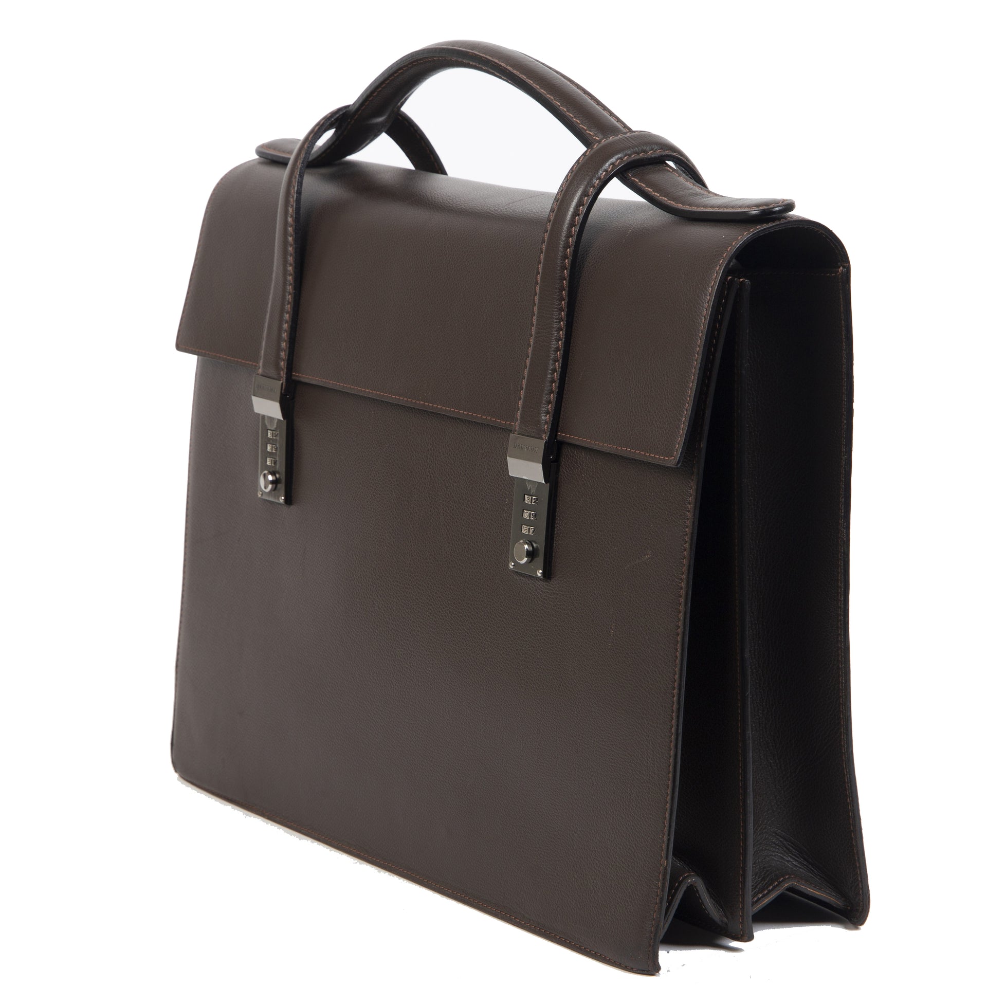 Authentieke Tweedehands Delvaux Dark Brown Briefcase juiste prijs veilig online shoppen luxe merken webshop winkelen Antwerpen België mode fashion