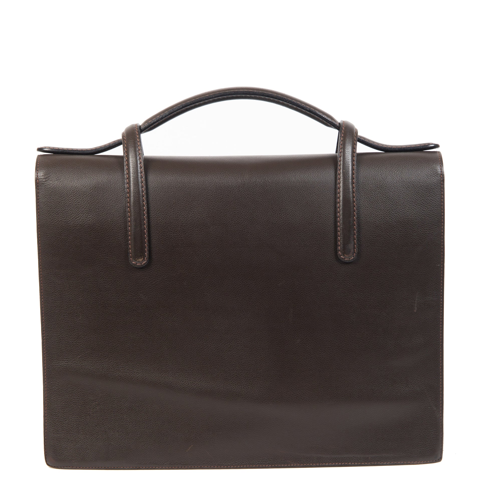 Authentieke Tweedehands Delvaux Dark Brown Briefcase juiste prijs veilig online shoppen luxe merken webshop winkelen Antwerpen België mode fashion